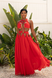 Summer Stunner Red Chiffon Maxi Dress Dresses Ellaé Lisqué