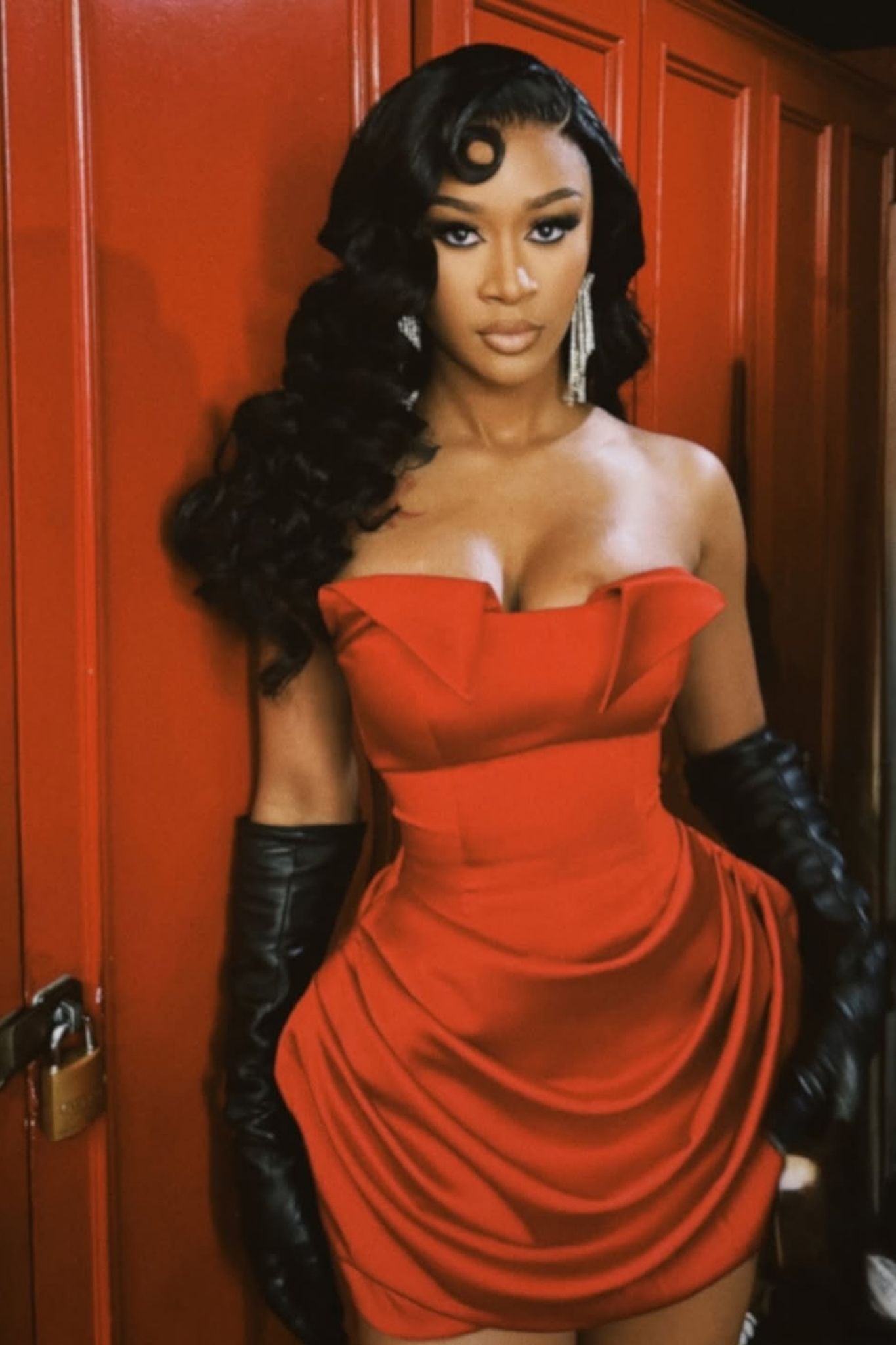 Reina Red Puff Hem Dress Clothing Ellaé Lisqué