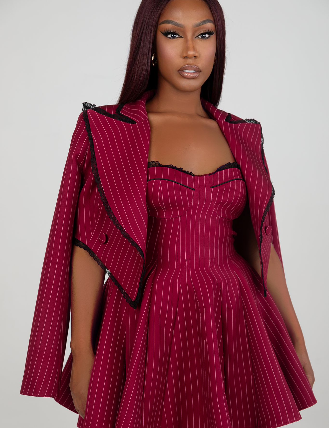 Red Pinstripe Mini Dress