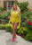 She's Expensive Chartreuse Satin Shorts Set