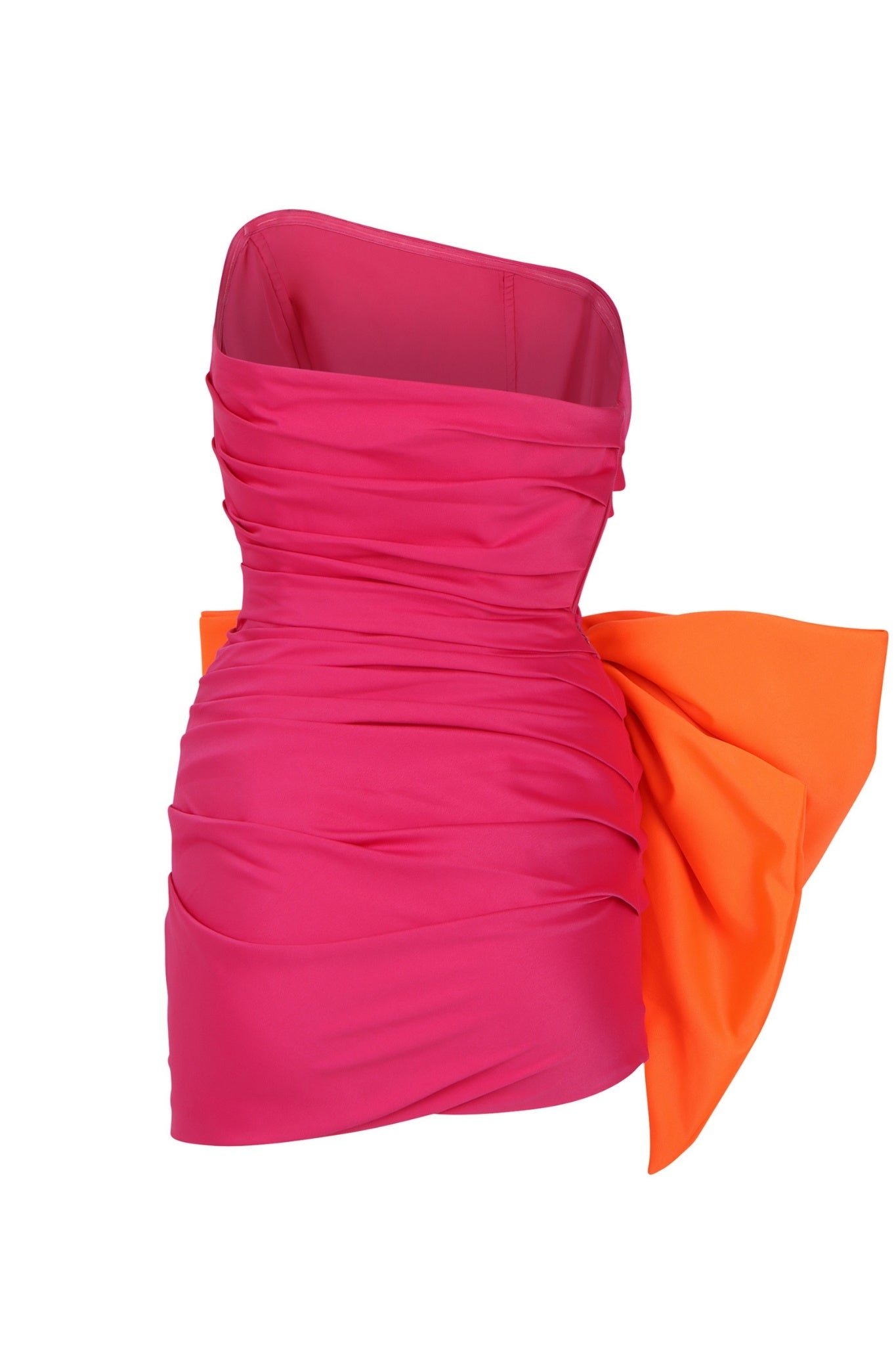 She's The Prize Pink and Orange Satin Strapless Mini Bow Dress Clothing Ellaé Lisqué