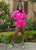 She's Expensive Hot Pink Satin Shorts Set