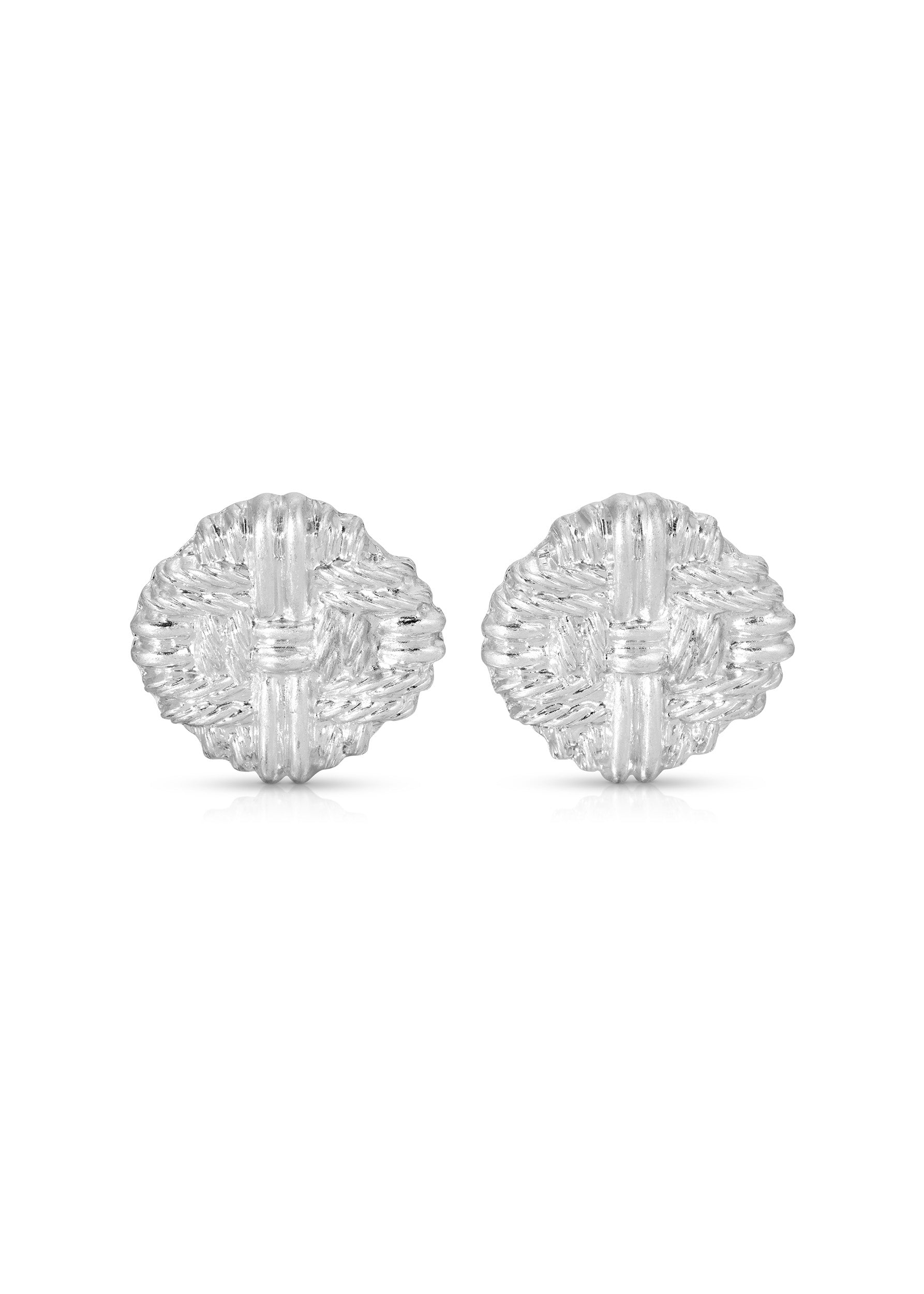 Silver Weaved Pattern Earrings Apparel & Accessories Ellaé Lisqué