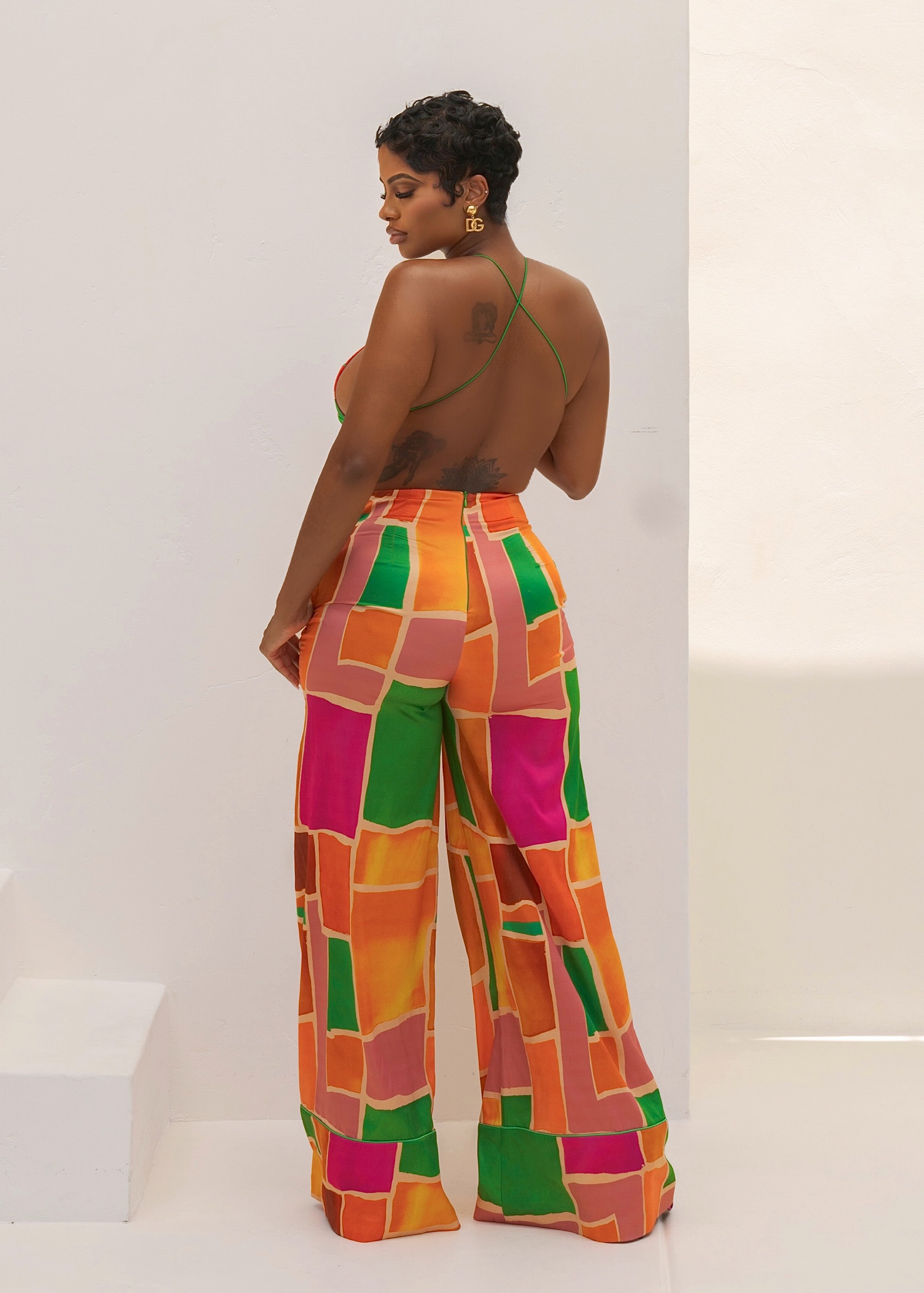 Sunset Oasis Orange Print Jumpsuit Clothing Ellaé Lisqué