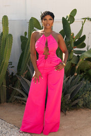 Sunset Oasis Hot Pink Jumpsuit Clothing Ellaé Lisqué