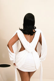 Athena White Cutout Drape Mini Dress Clothing Ellaé Lisqué