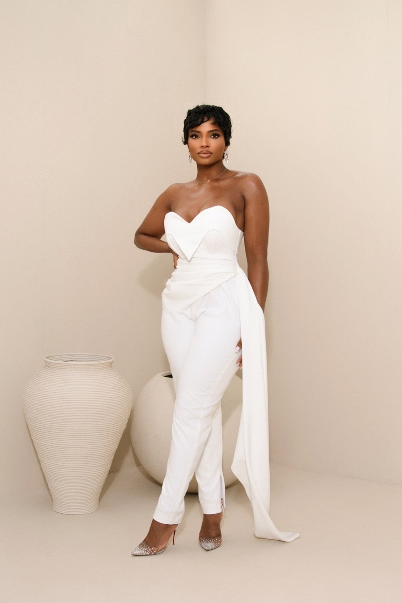 Mara White Strapless Jumpsuit Clothing Ellaé Lisqué