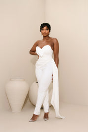 Mara White Strapless Jumpsuit Clothing Ellaé Lisqué