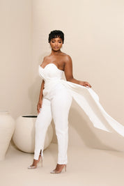 Mara White Strapless Jumpsuit Clothing Ellaé Lisqué