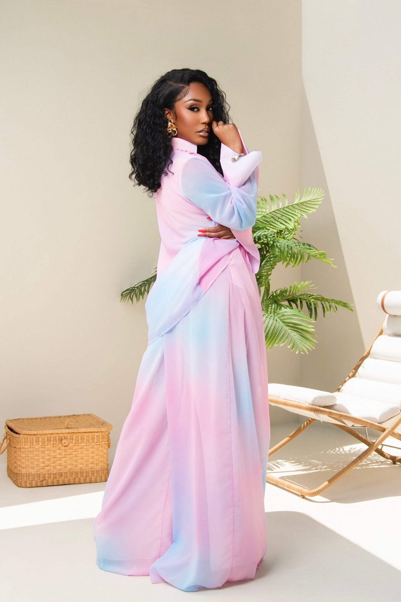 Aria Cotton Candy Print Wide Leg Pants Set Clothing Ellaé Lisqué