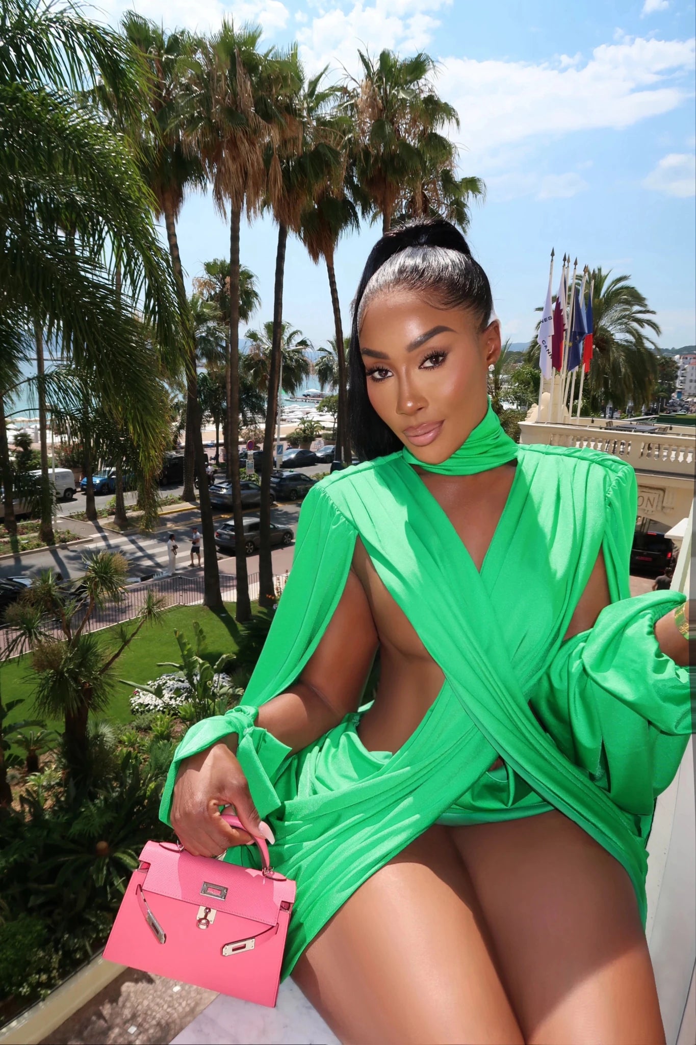 Athena Green Cutout Drape Mini Dress Ellaé Lisqué