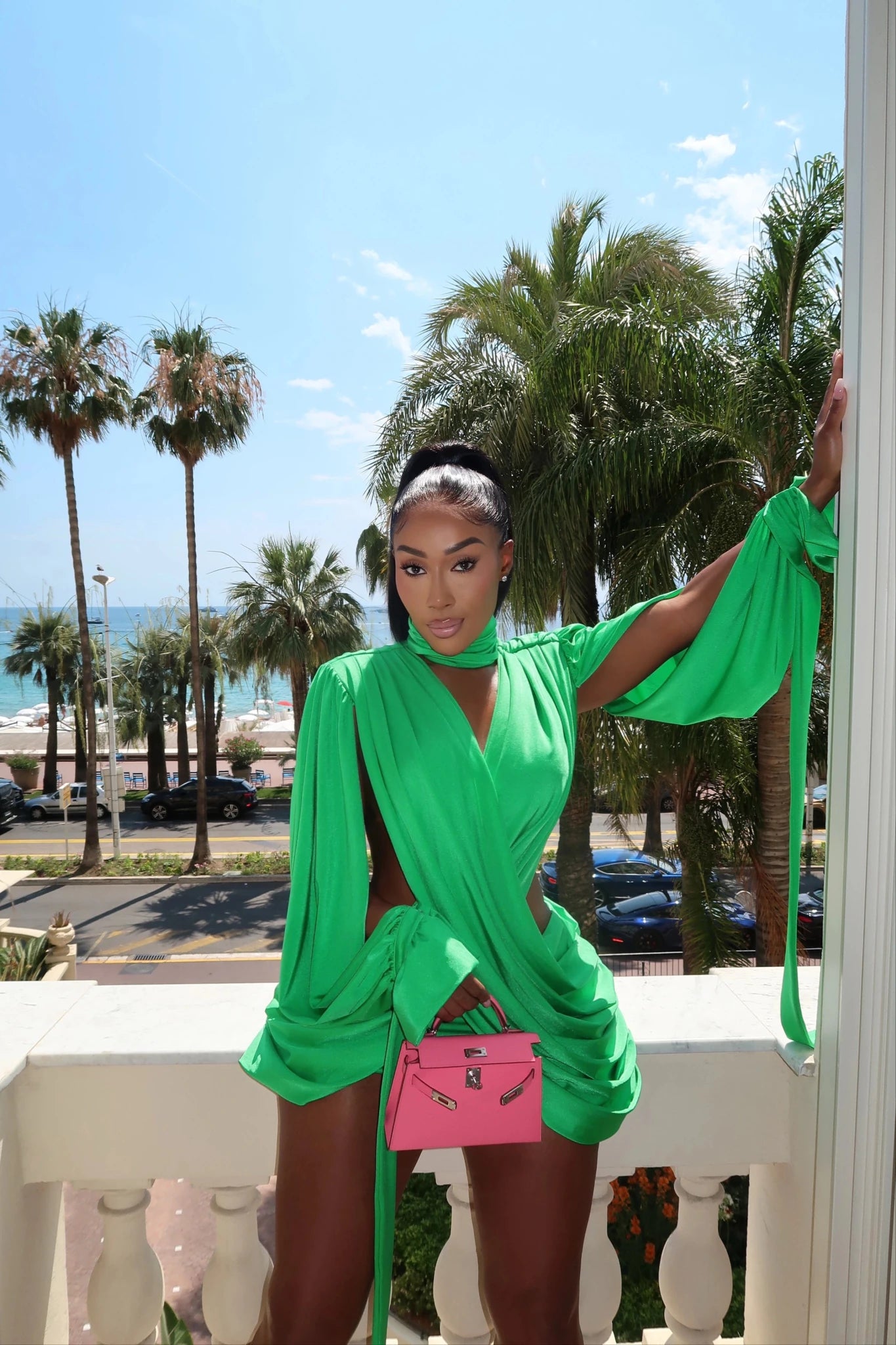 Athena Green Cutout Drape Mini Dress Ellaé Lisqué