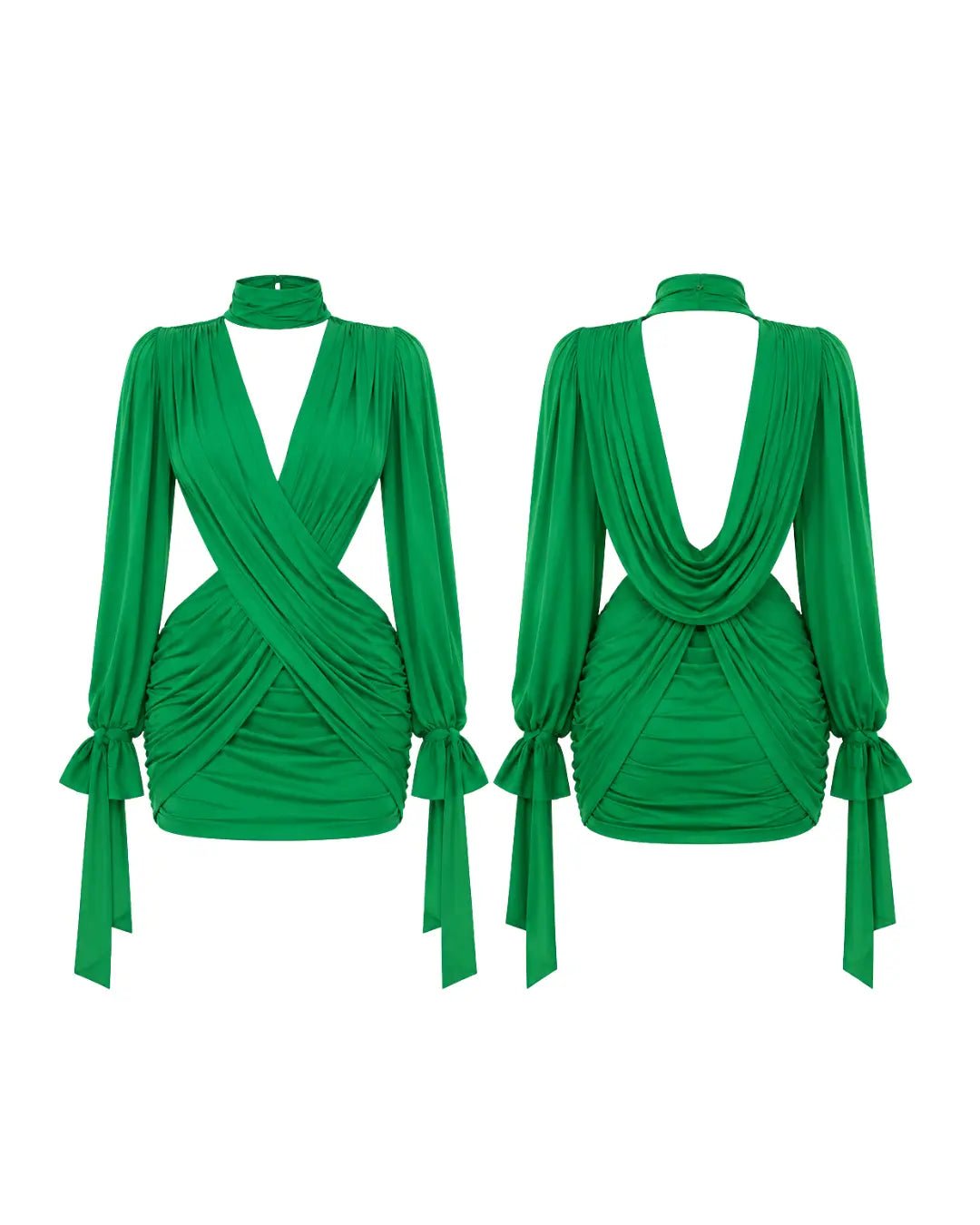 Athena Green Cutout Drape Mini Dress Ellaé Lisqué