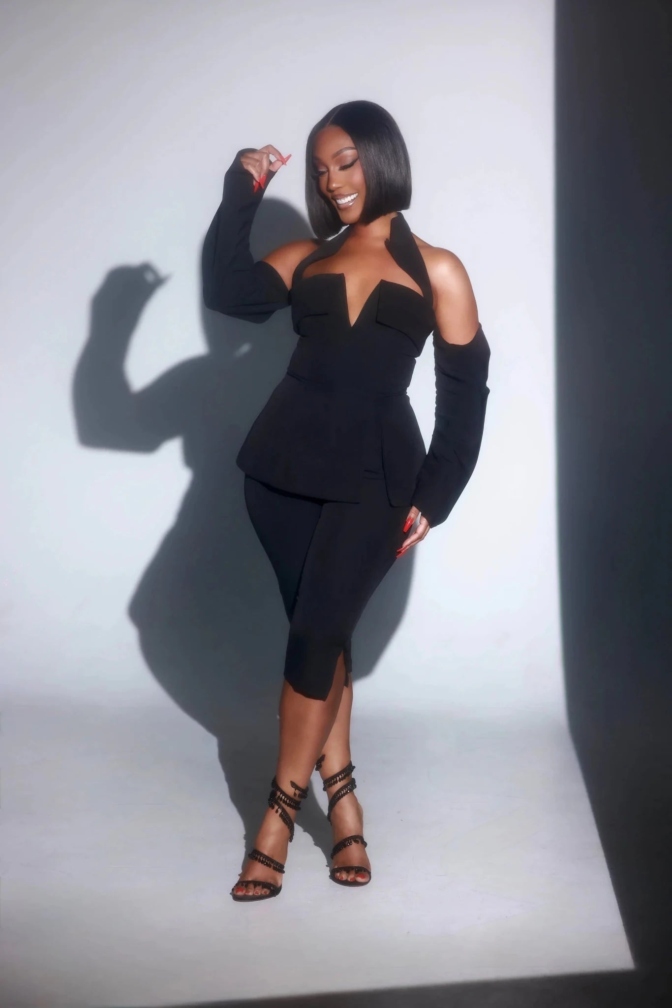 Blair Black Sleeved Capri Set Clothing Ellaé Lisqué