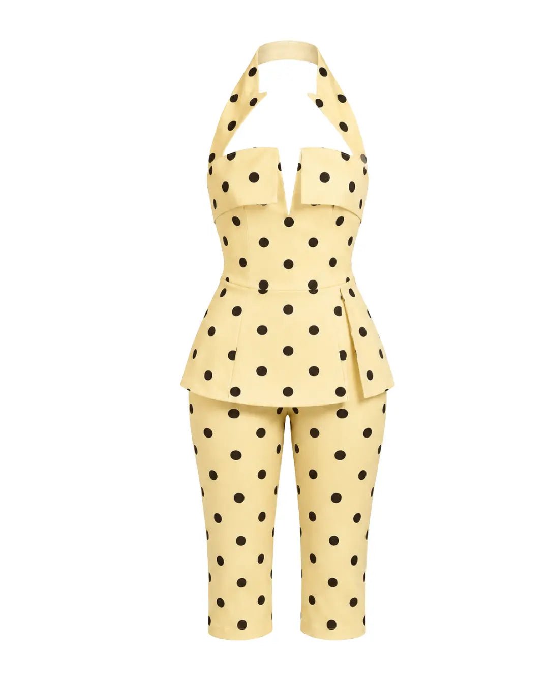 Blair Butter Yellow Polka Dot Capri Set Clothing Ellaé Lisqué