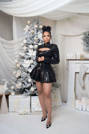 Visionary Woman Black Sequin Skort Jumpsuit Clothing Ellaé Lisqué