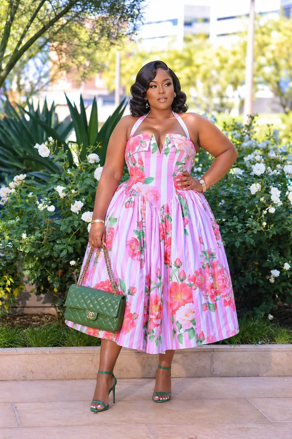 Celine Pink Striped Floral Corset Maxi Dress Ella Lisqu Celine Pink Striped Floral Corset Maxi Dress Ella Lisqu