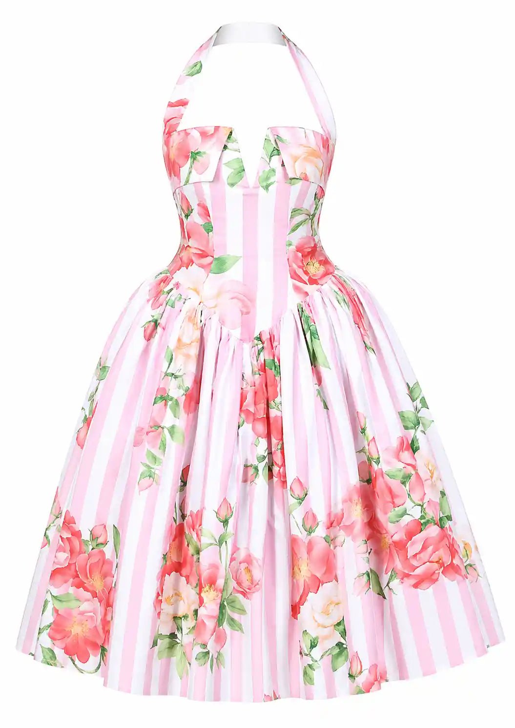Celine Pink Striped Floral Corset Maxi Dress  Ella Lisqu