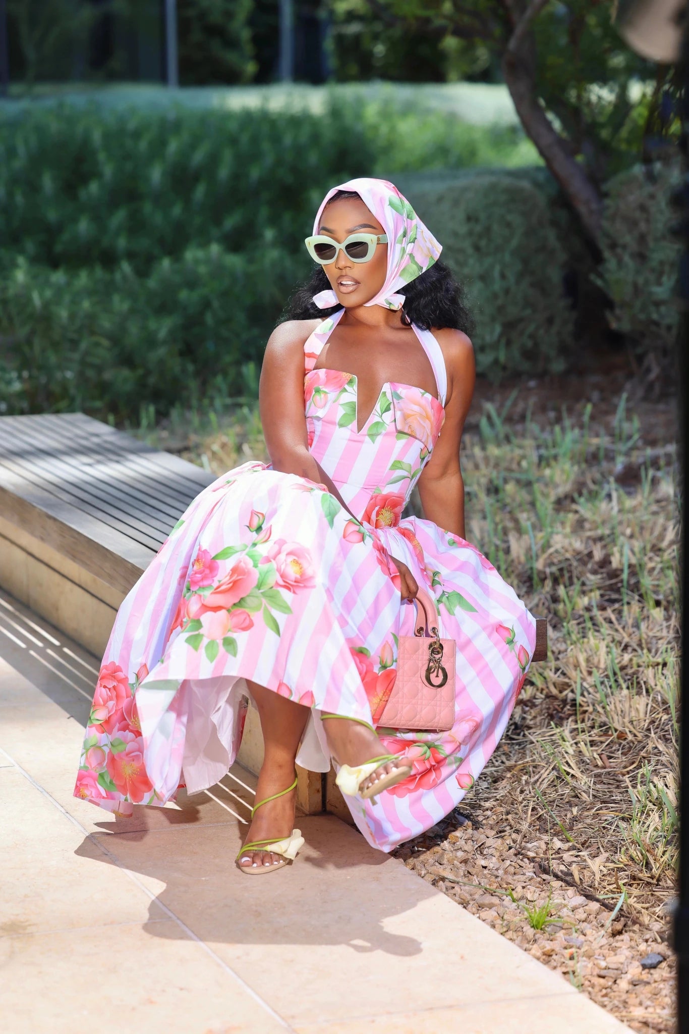 pink floral brunch dress Celine Pink Striped Floral Corset Maxi Dress – Ellaé Lisqué