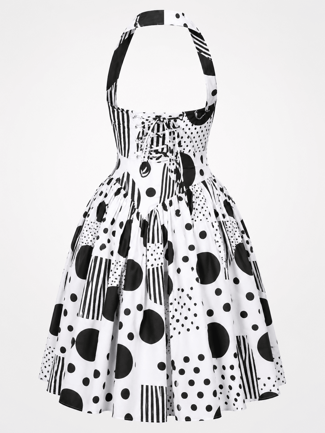 Celine White Striped Polka Dot Corset Maxi Dress, M