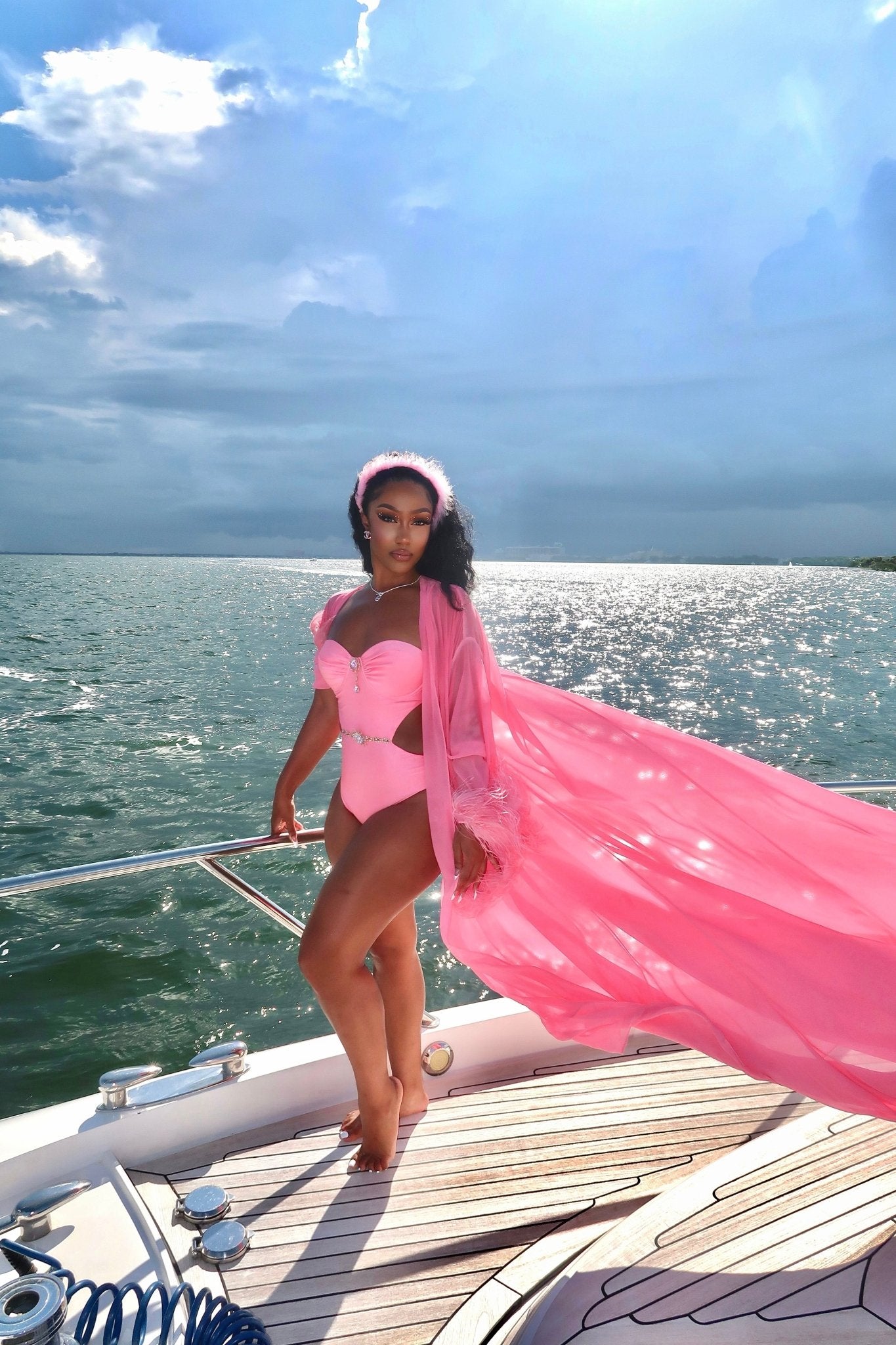 Chelsea Pink Cutout One-Piece Swimsuit Ellaé Lisqué