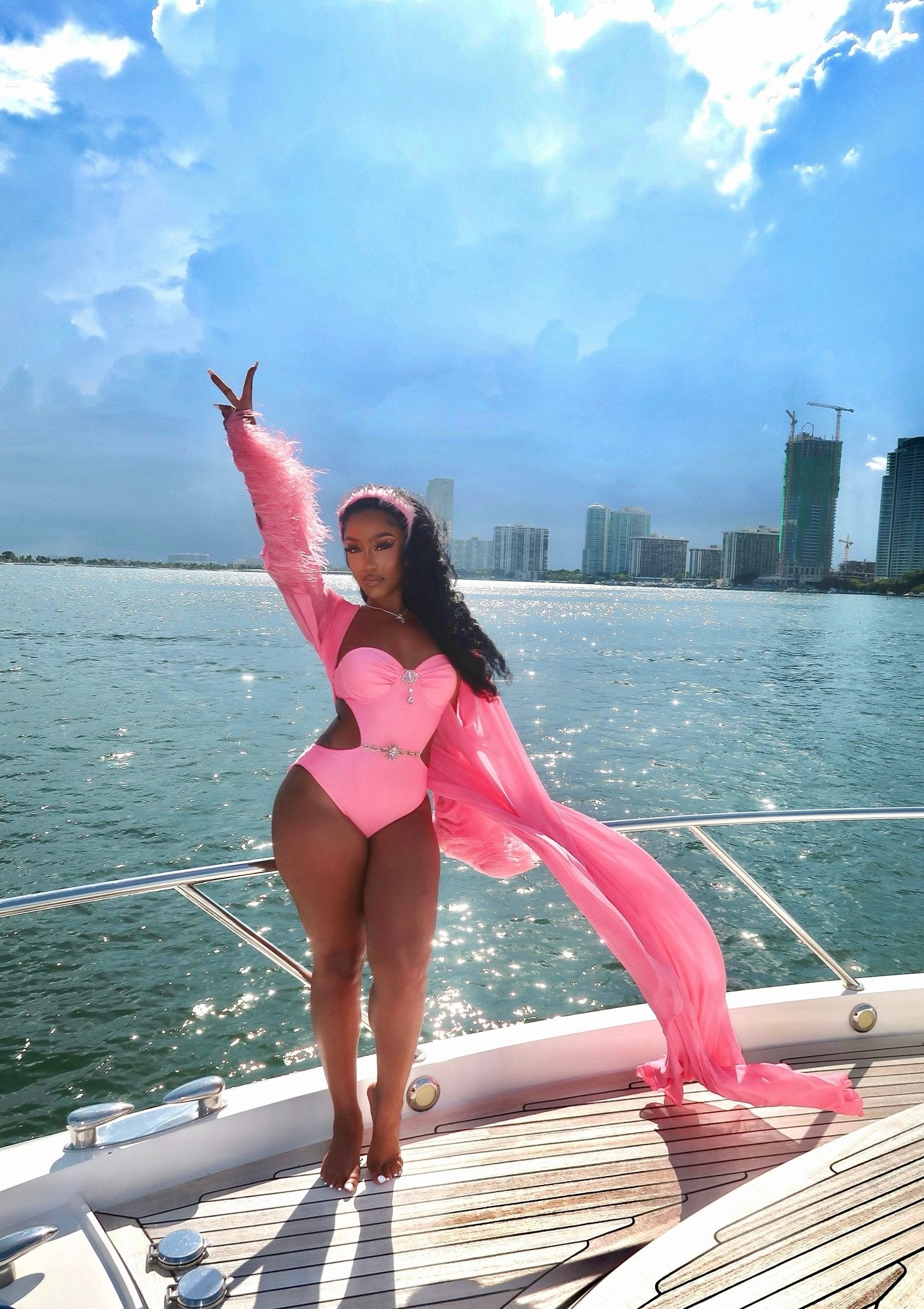 Chelsea Pink Cutout One-Piece Swimsuit Ellaé Lisqué