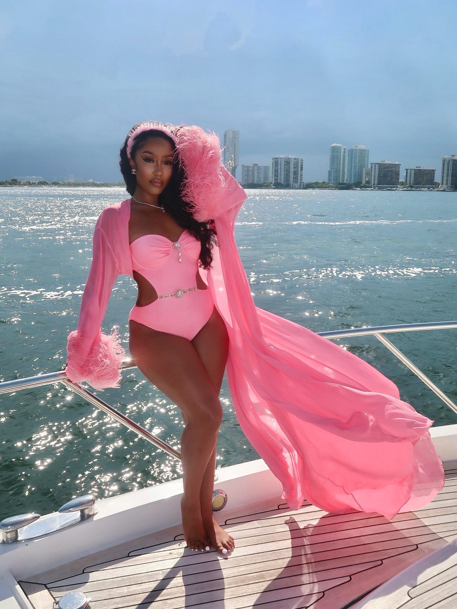Chelsea Pink Cutout One-Piece Swimsuit Ellaé Lisqué