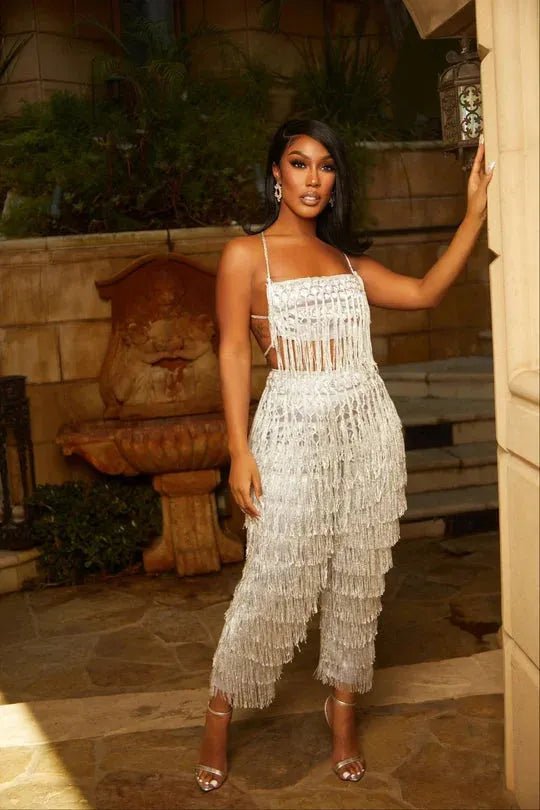 City Lights Silver Fringe Set Clothing Ellaé Lisqué