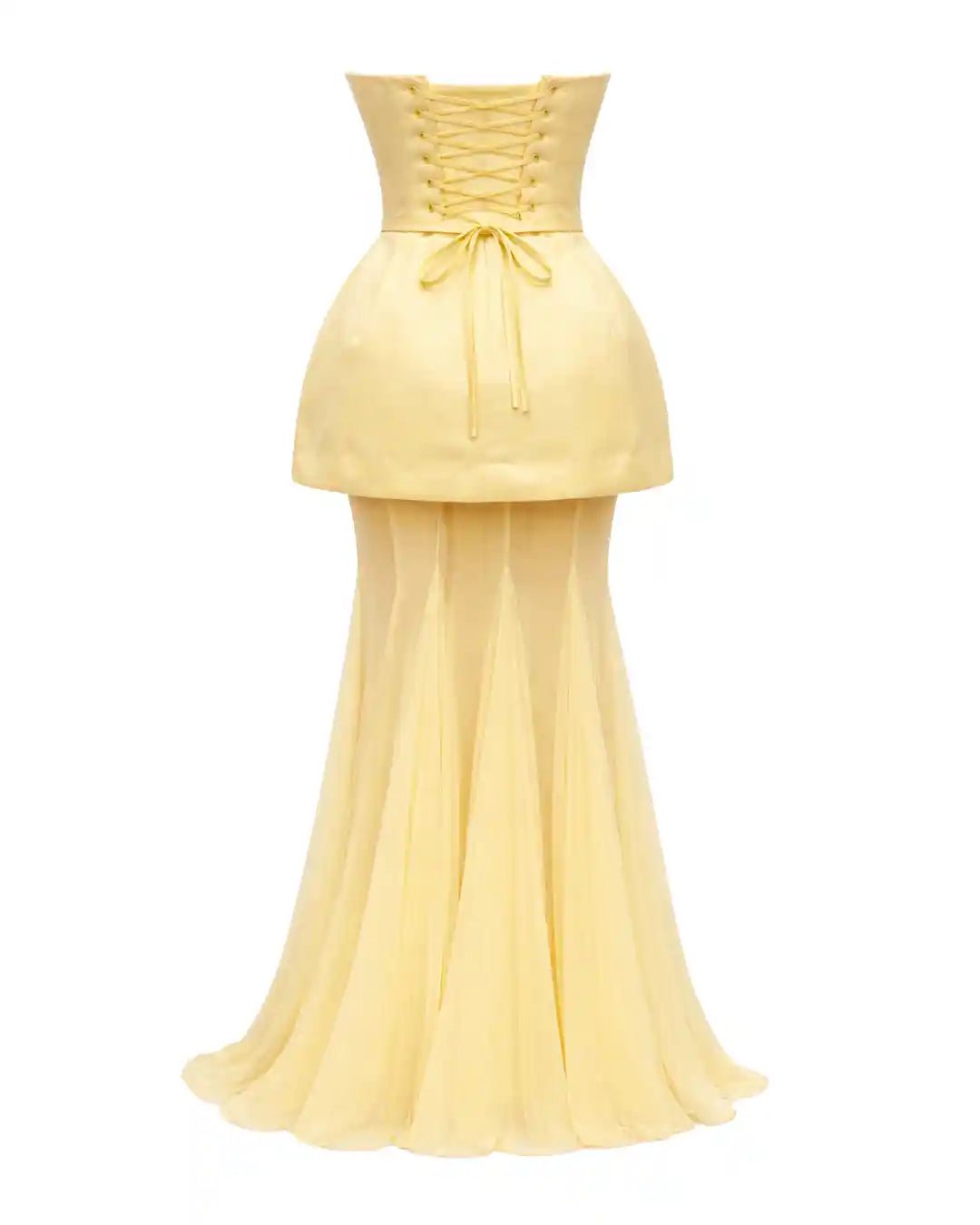 Clara Butter Yellow Corset Mesh Maxi Skirt Set - Ellaé Lisqué