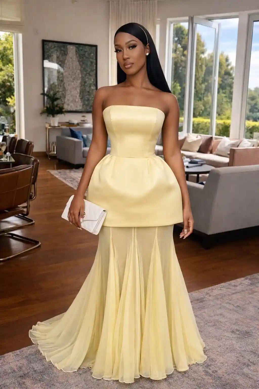 Clara Butter Yellow Corset Mesh Maxi Skirt Set - Ellaé Lisqué