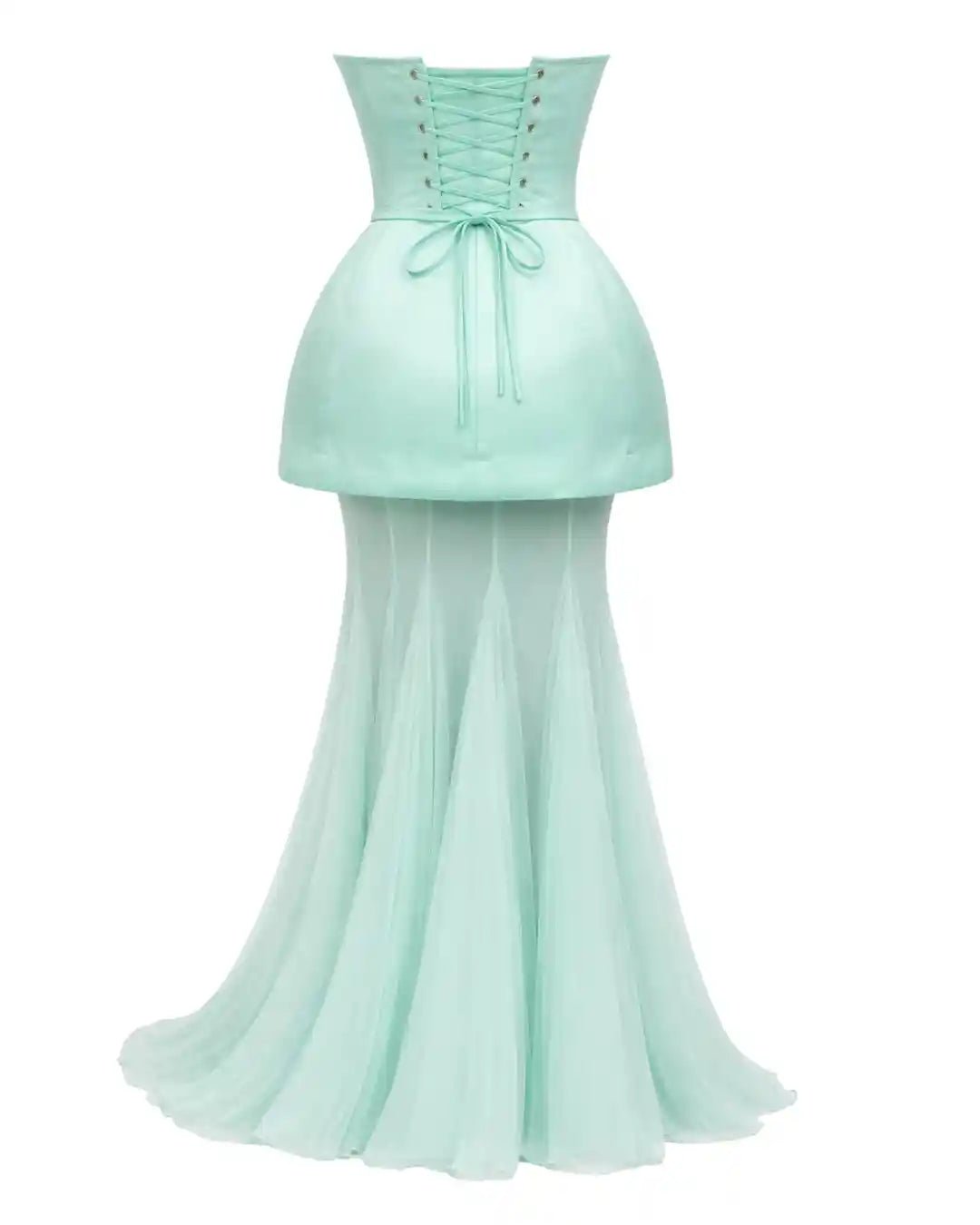 Clara Teal Blue Corset Mesh Maxi Skirt Set - Ellaé Lisqué