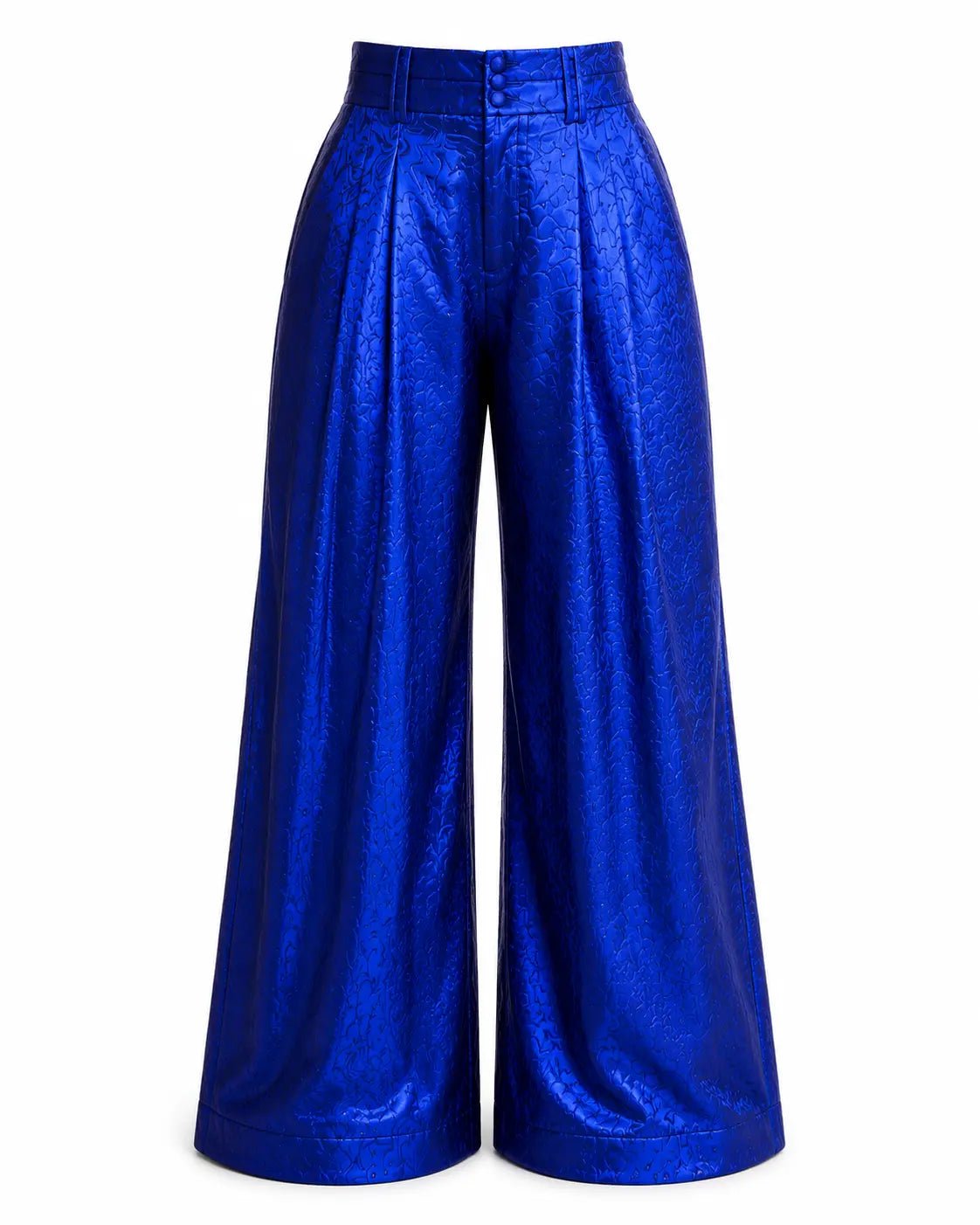 Dahlia Blue Metallic Wide Leg Pants Clothing Ellaé Lisqué