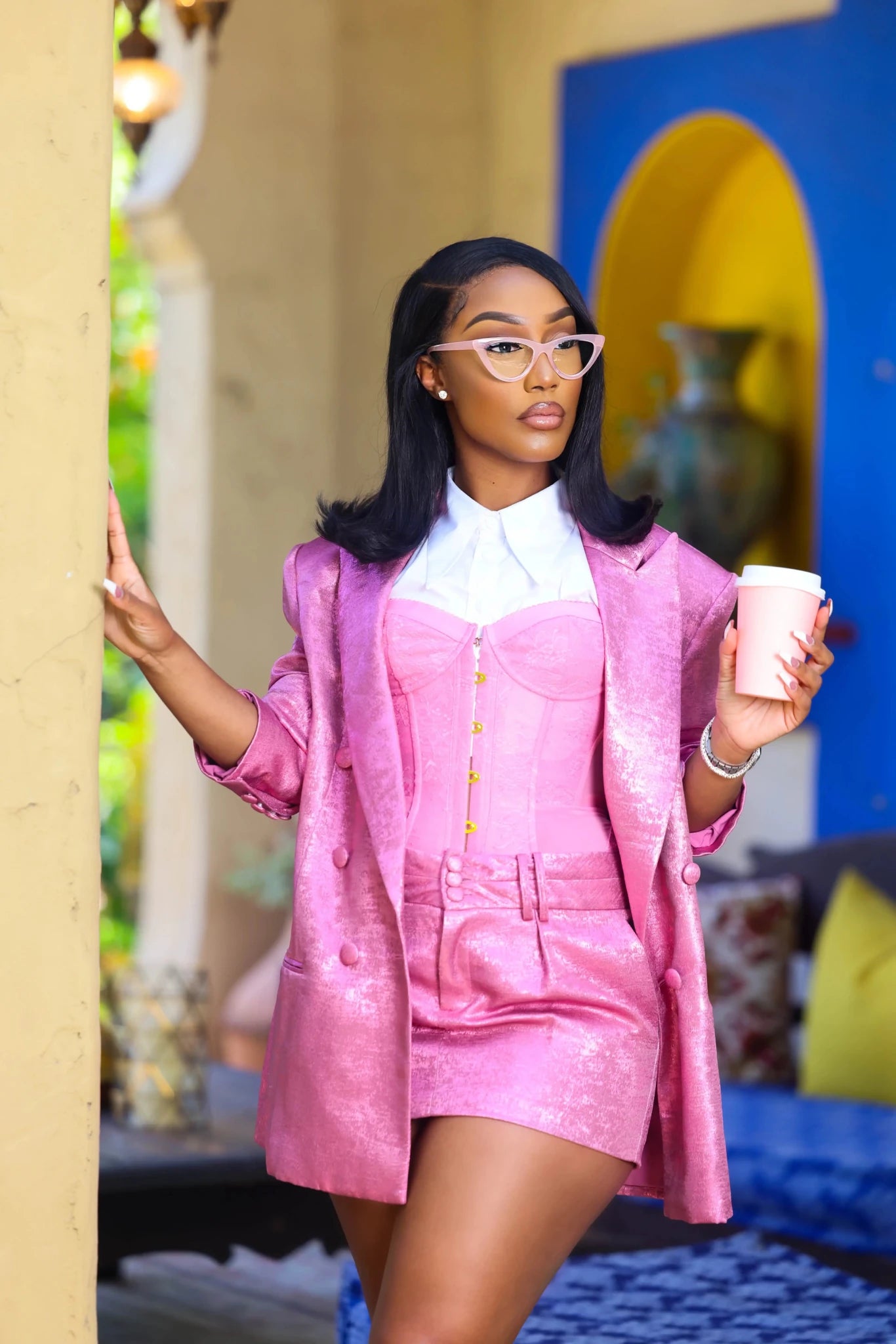 Dahlia Pink Metallic Blazer Ellaé Lisqué