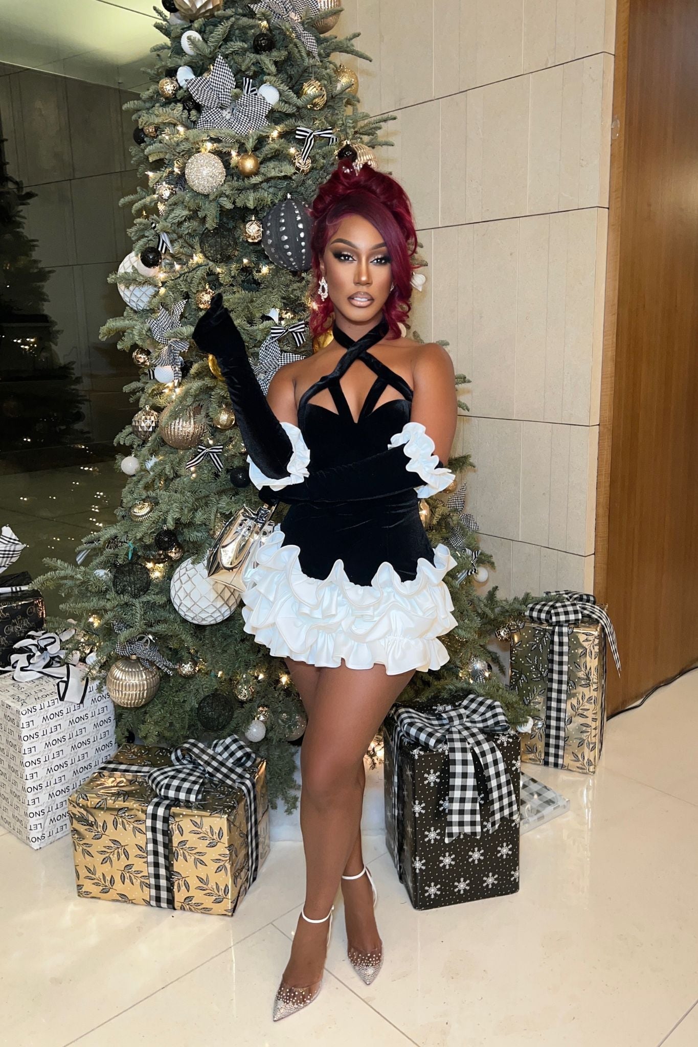 Dreaming of You Black Ruffle Dress Clothing Ellaé Lisqué