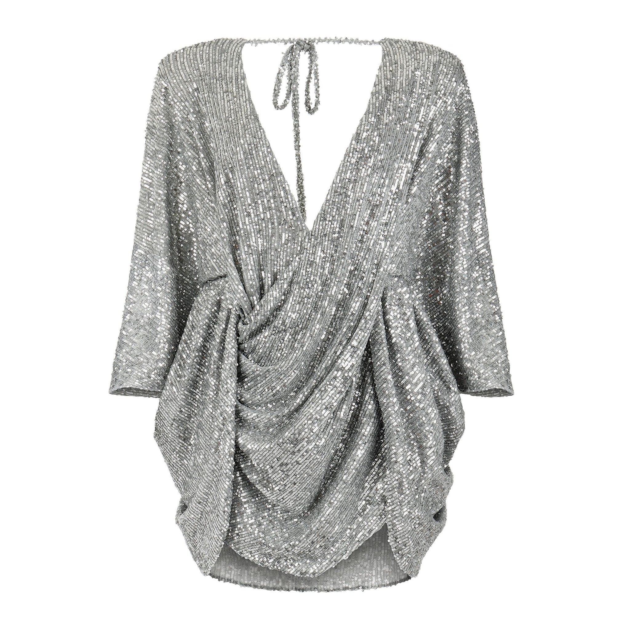 Center of Attention Sequins Dress - Silver – Ellaé Lisqué