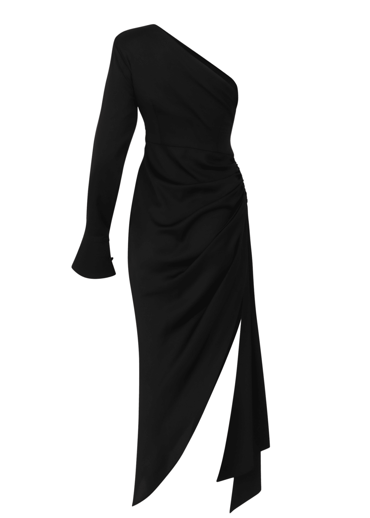 Everything Exclusive One-Shoulder Satin Dress Black Curve/Plus | Ella Lisqu Everything Exclusive One-Shoulder Satin Dress Black Curve/Plus | Ella Lisqu