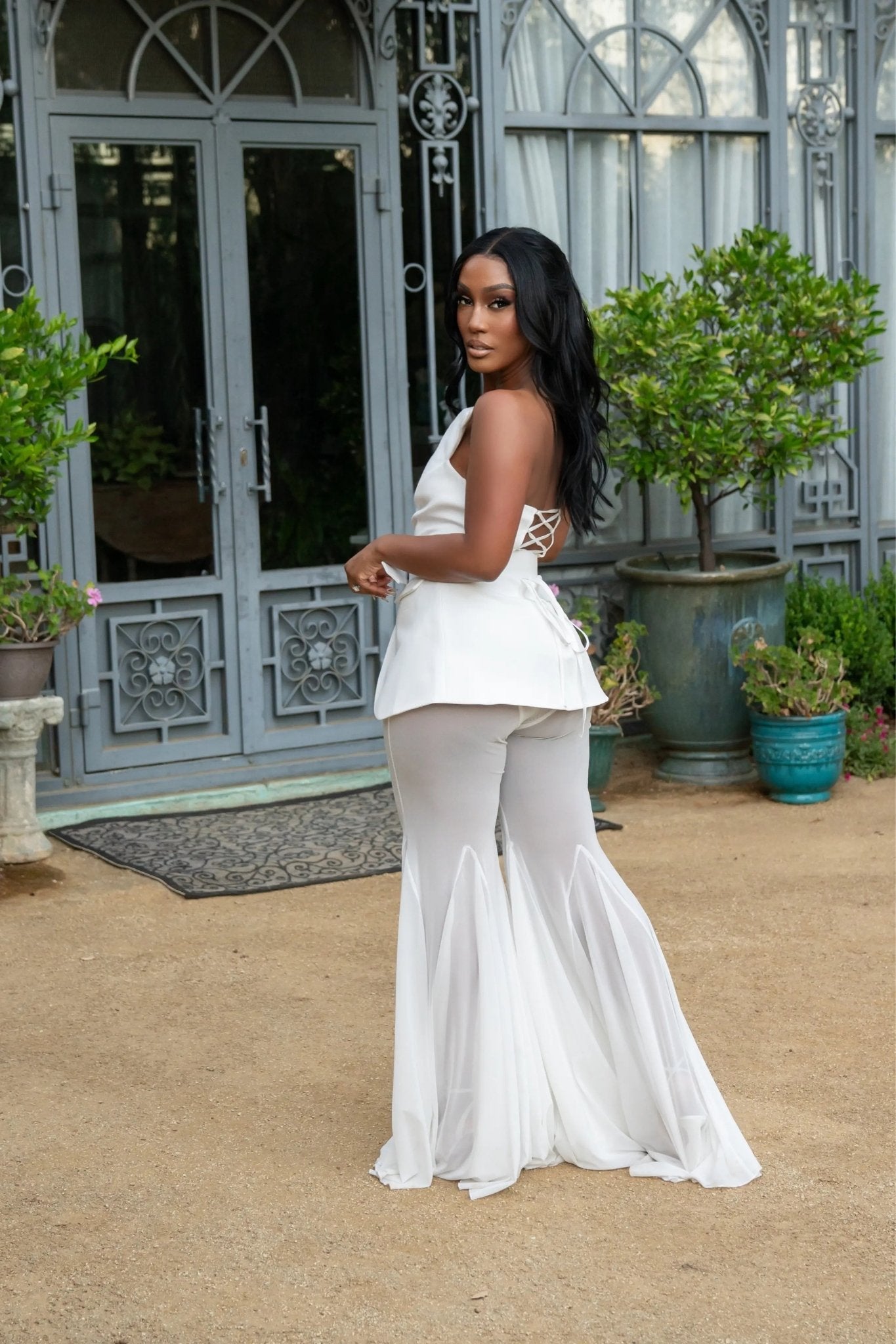 mesh dress pants Msk Mesh Wide-Leg Dress Pants