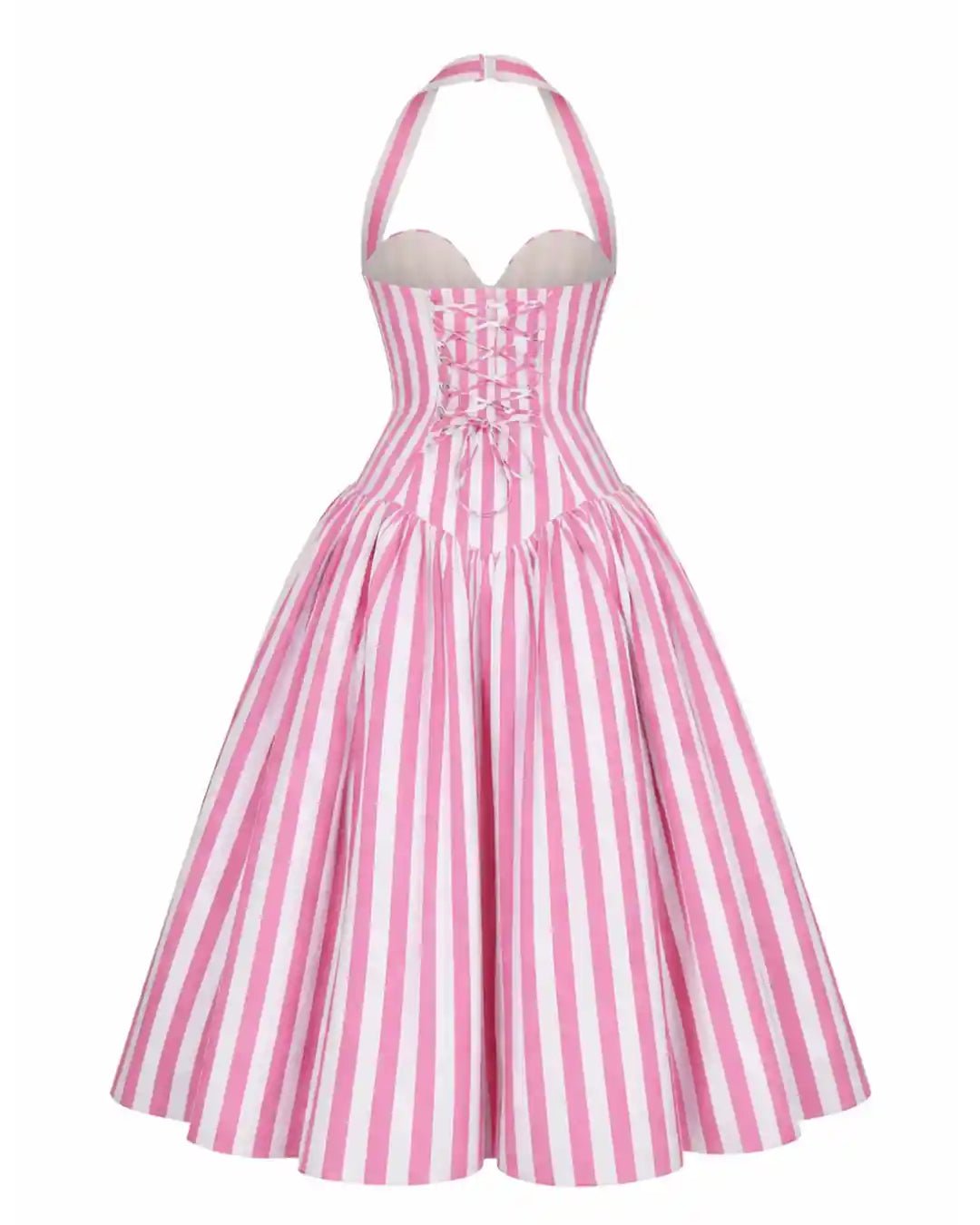 Ivana Pink Striped Puffed Maxi Dress - Ellaé Lisqué