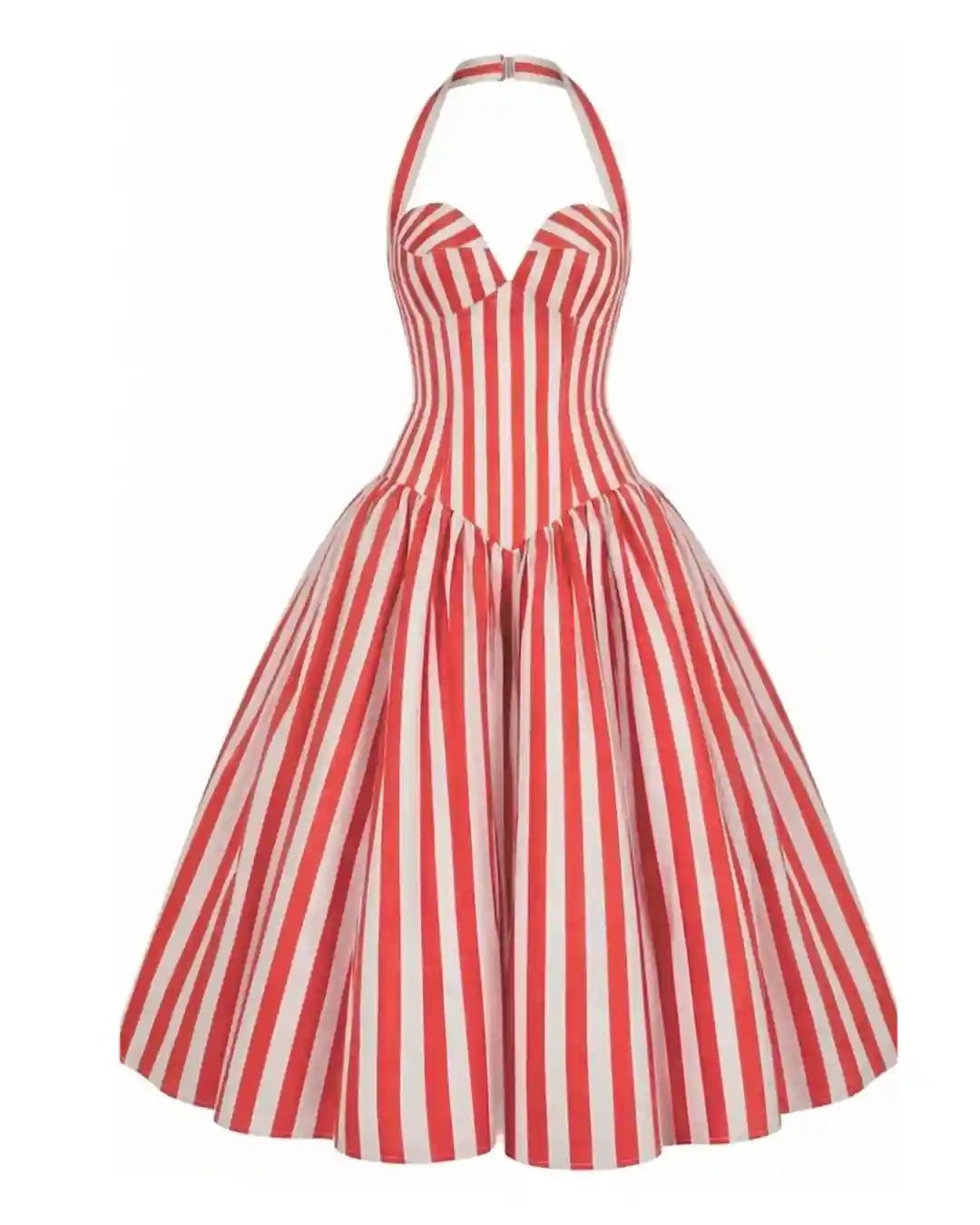 Ivana Red Striped Puffed Maxi Dress - Ellaé Lisqué