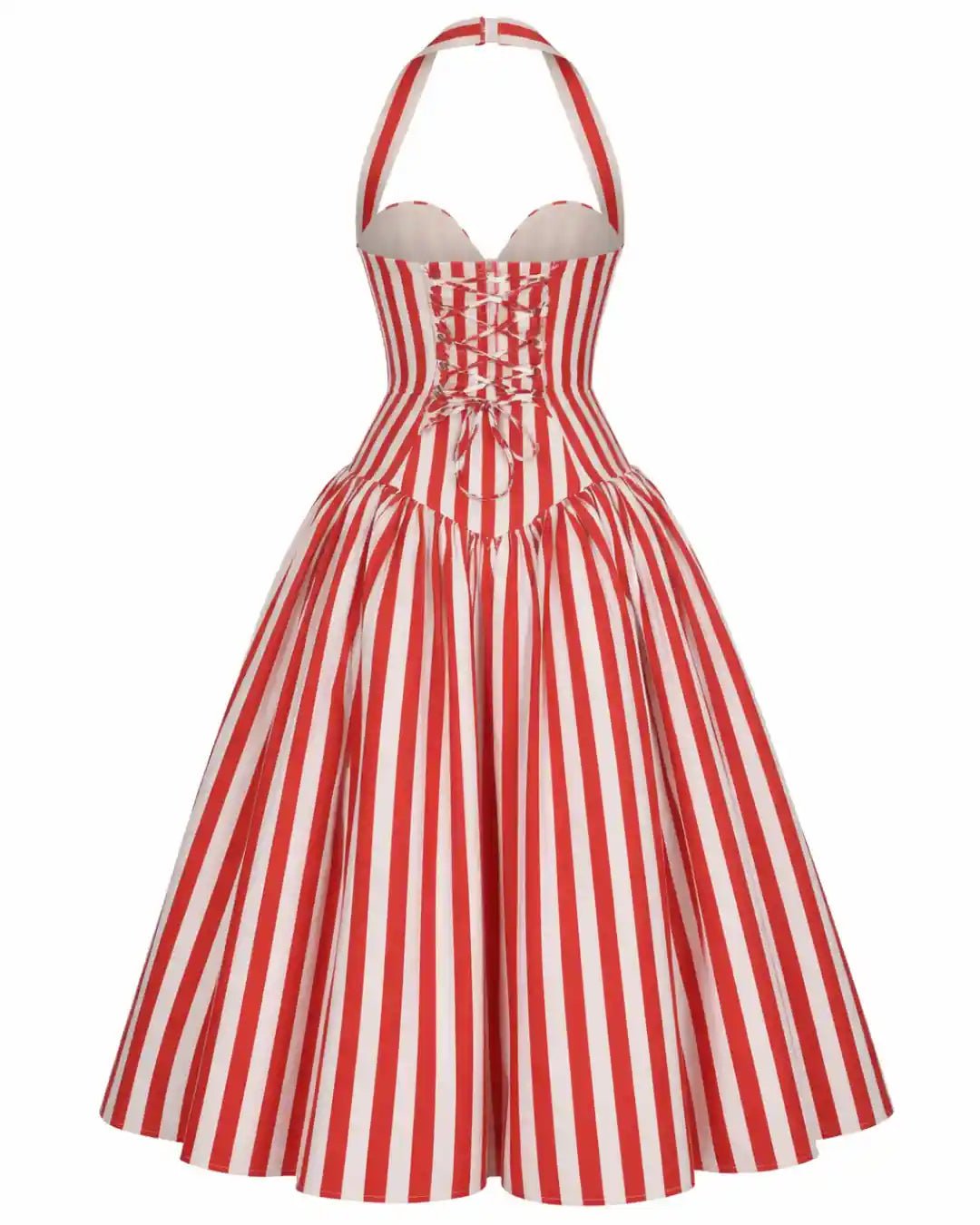 Ivana Red Striped Puffed Maxi Dress - Ellaé Lisqué