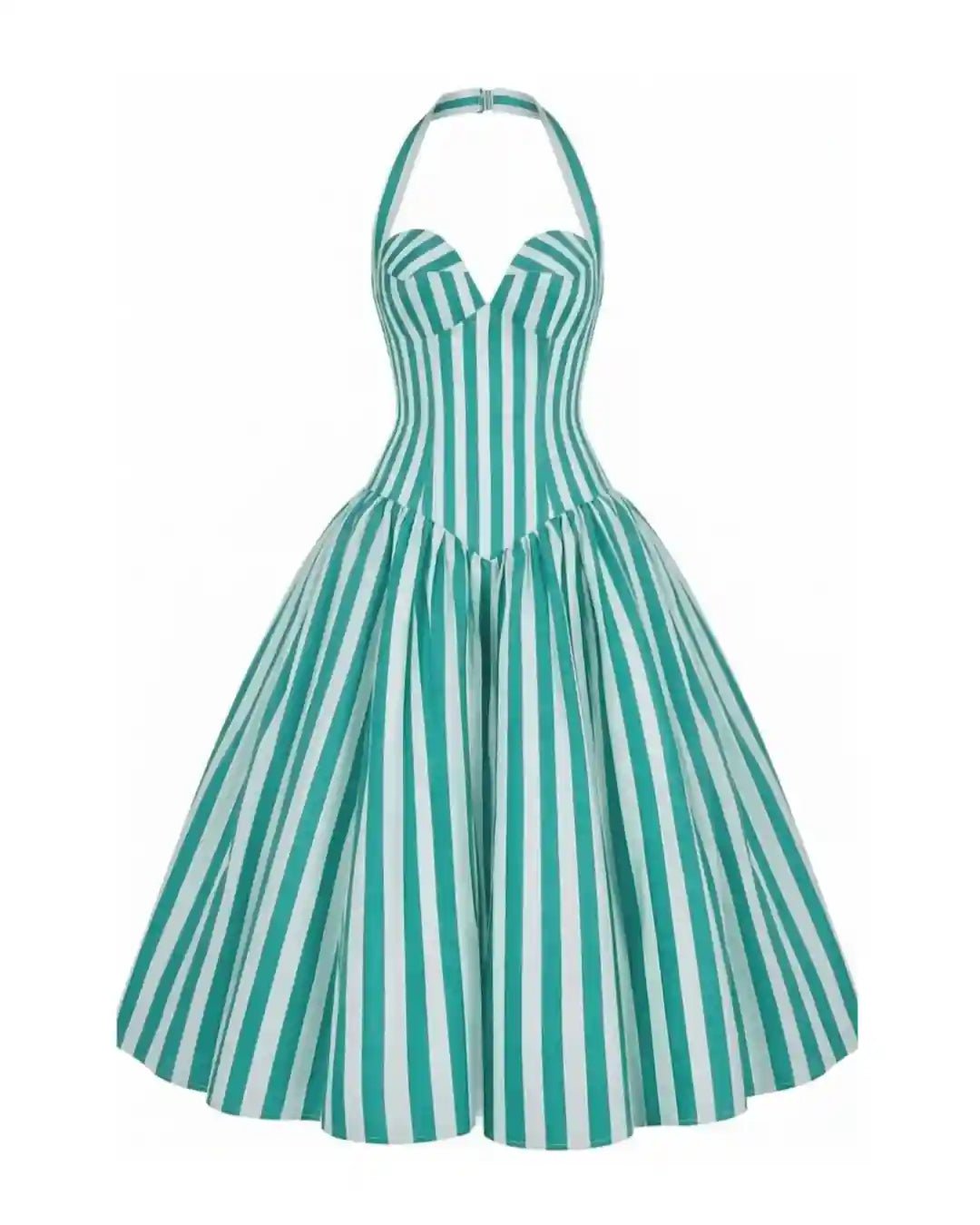 Ivana Teal Blue Striped Puffed Maxi Dress - Ellaé Lisqué