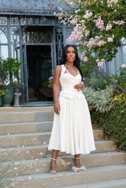 Executive Elegance Ivory Satin Skirt Set Clothing Ellaé Lisqué