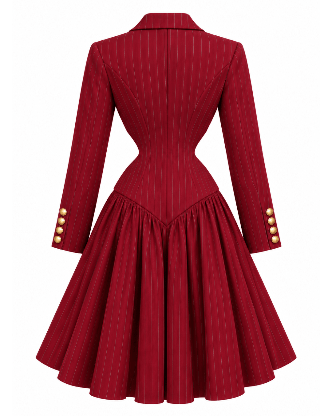 Jessie Burgundy Cutout Pinstripe Blazer Puff Dress - Ellaé Lisqué