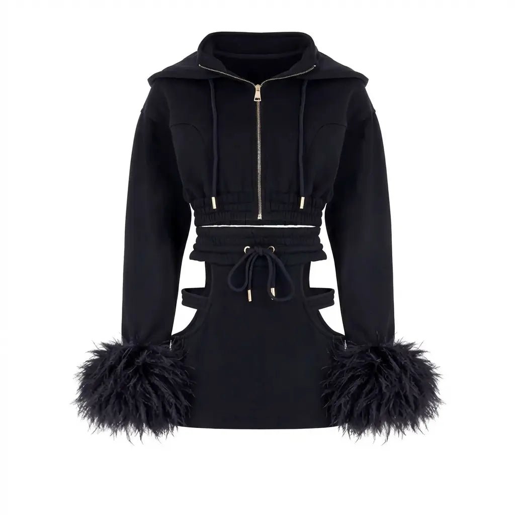 Sabrina Sculpt Zip Corset Hoodie – Black Clothing Ellaé Lisqué