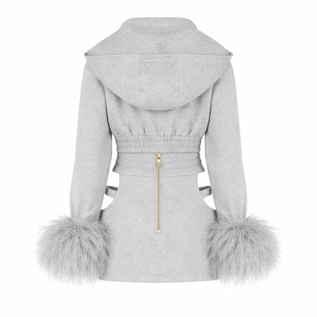 Sabrina Sculpt Zip Corset Hoodie – Gray Clothing Ellaé Lisqué