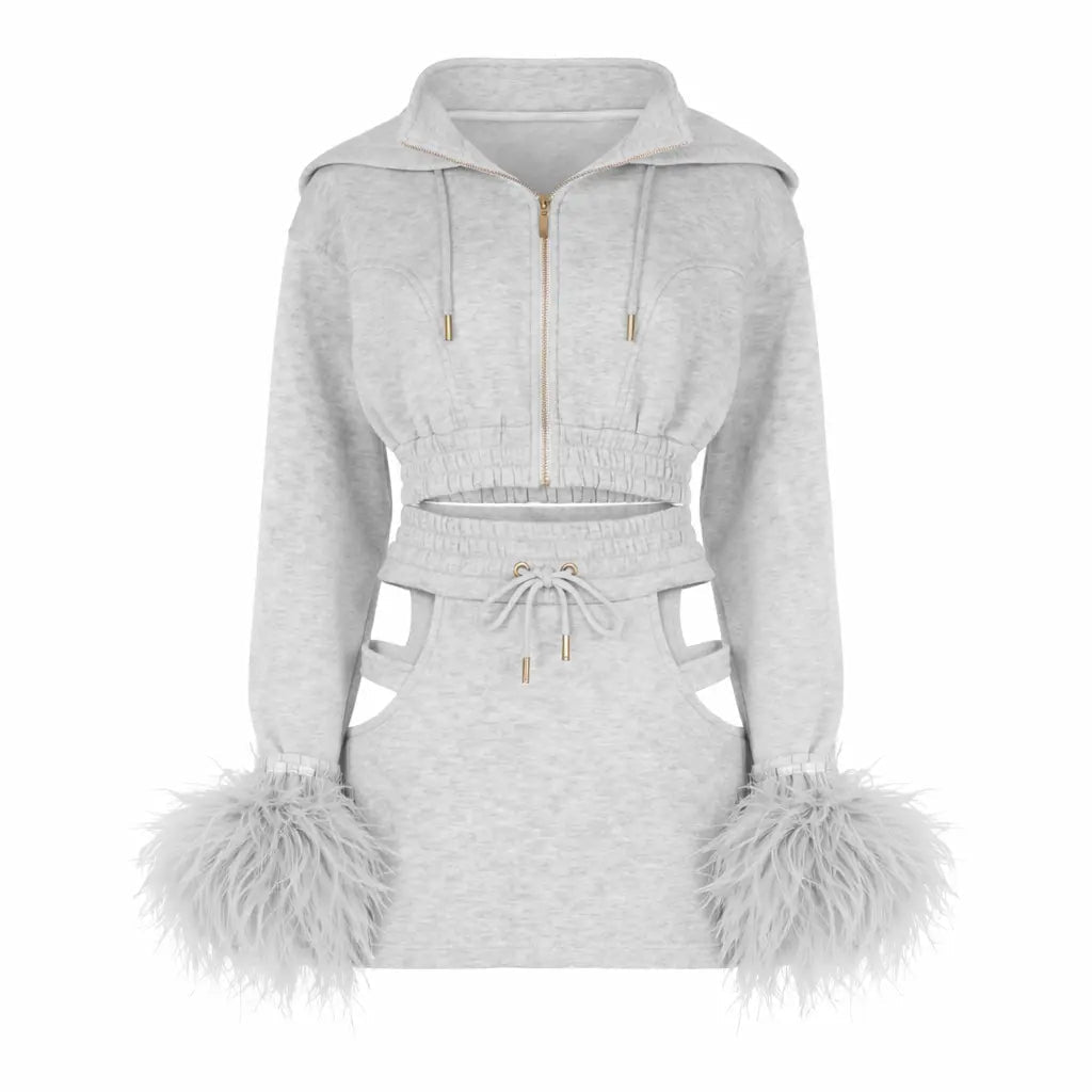 Sabrina Sculpt Zip Corset Hoodie – Gray Clothing Ellaé Lisqué