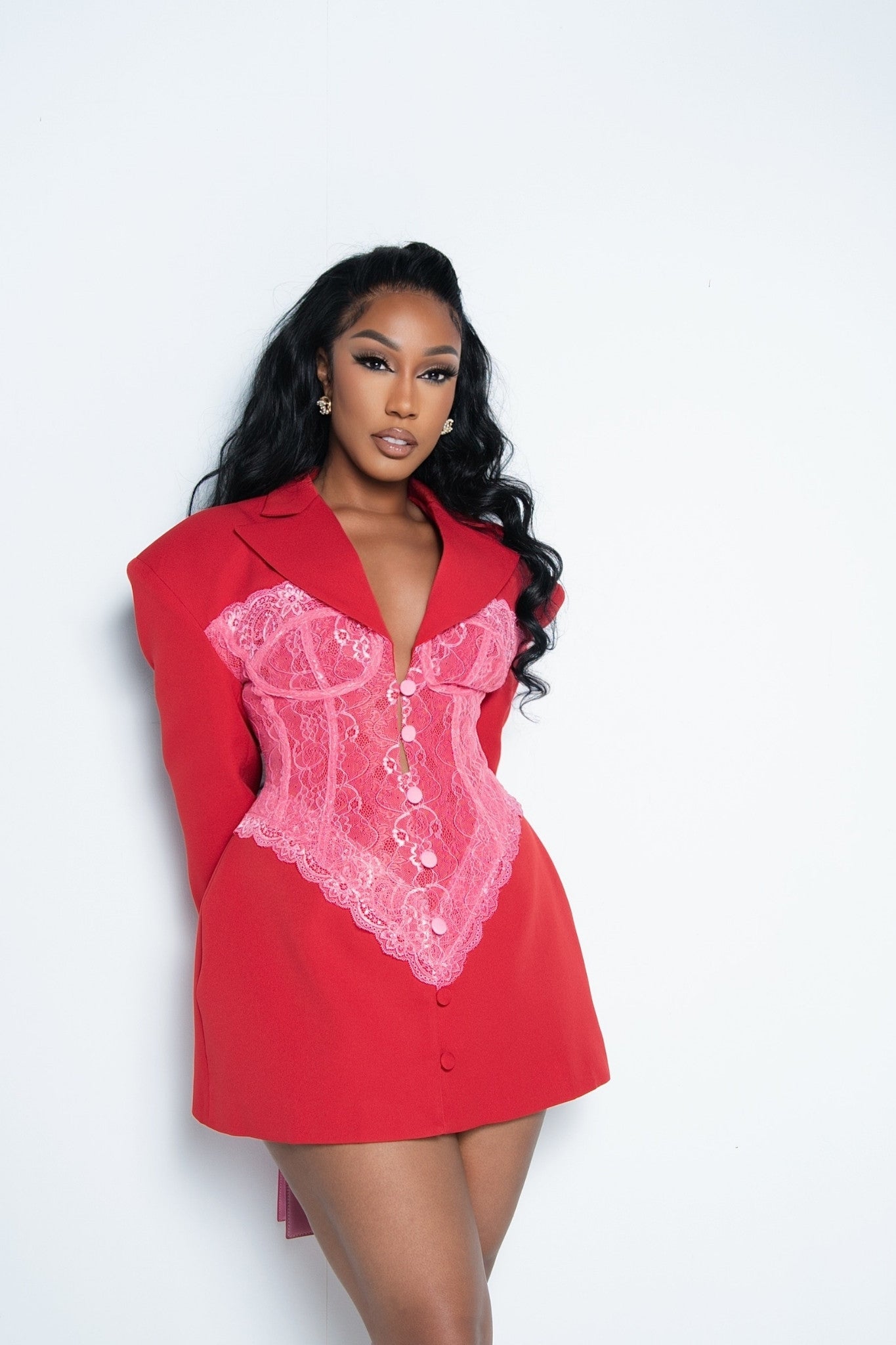 Jordyn Red Lace Corset Blazer Dress Clothing Ellaé Lisqué
