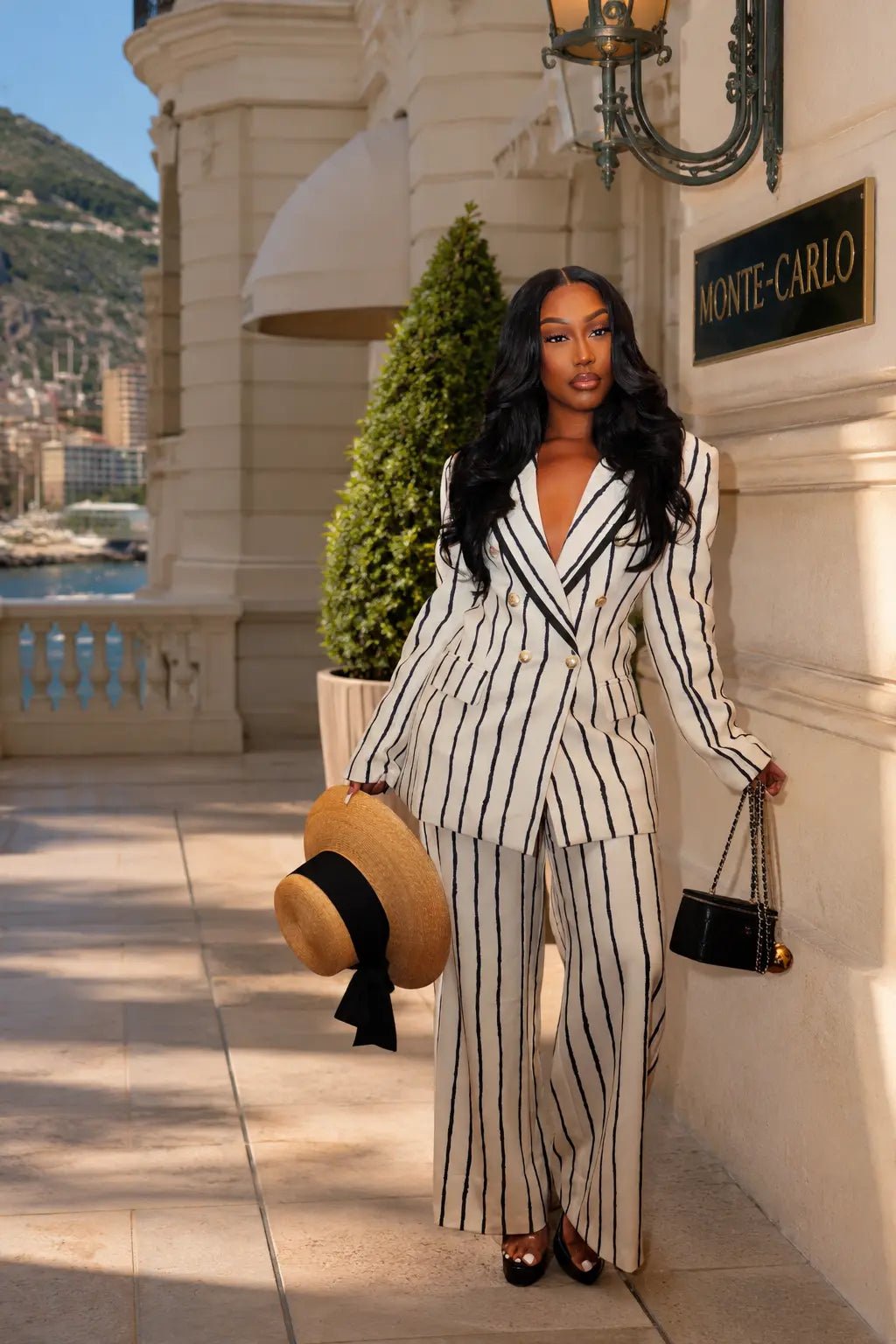 Lauren White Pinstripe Suit Set - Ellaé Lisqué