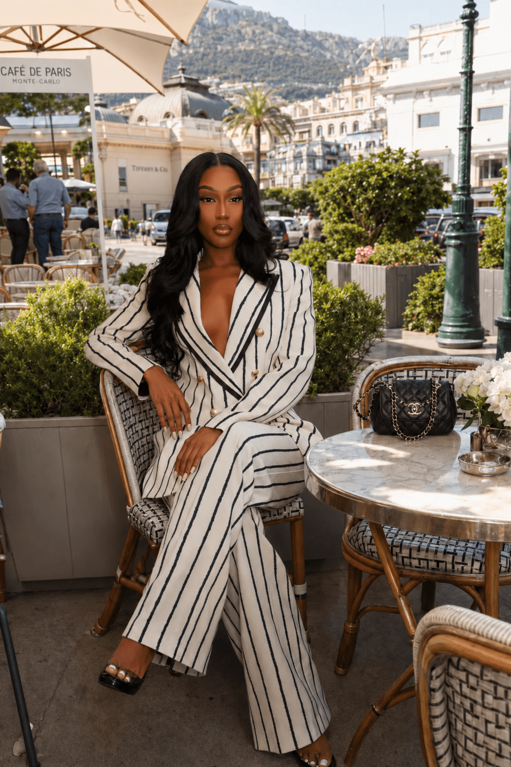 Lauren White Pinstripe Suit Set Clothing Ellaé Lisqué