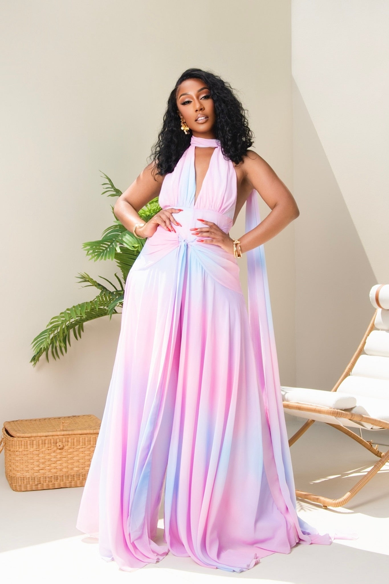 Liana Cotton Candy Print Backless Jumpsuit Clothing Ellaé Lisqué